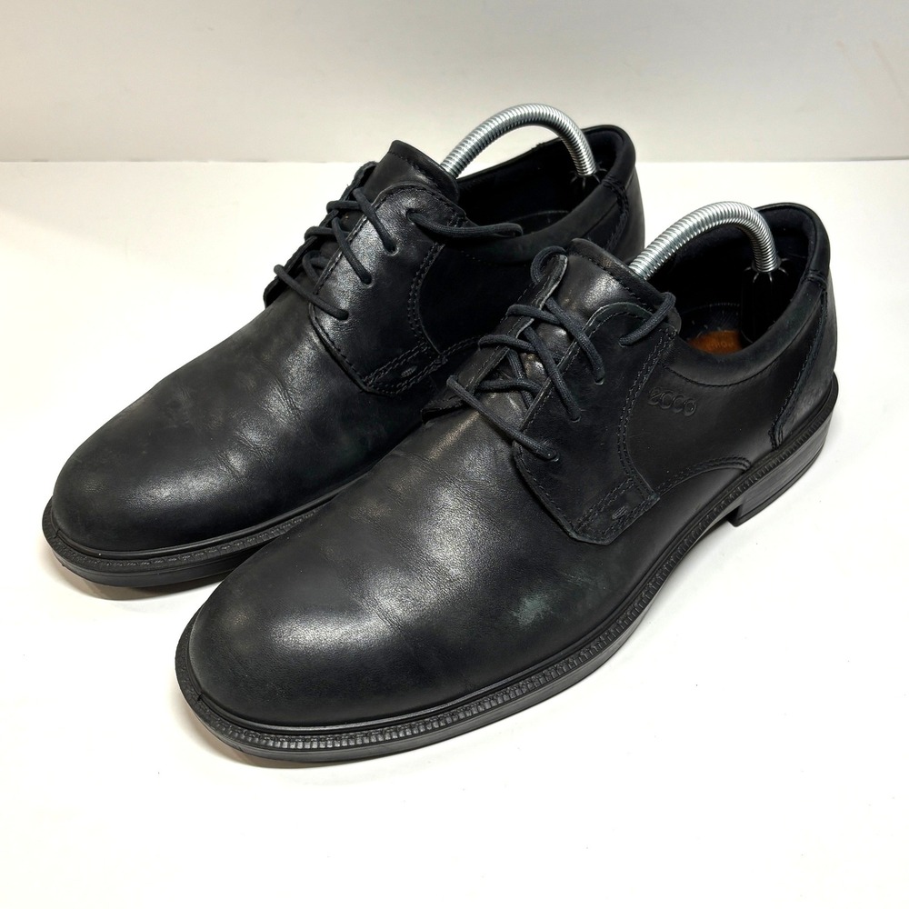 ECCO Helsinki Oxford Men 10 EU 44 Black Leather Lace Up Dress Shoes